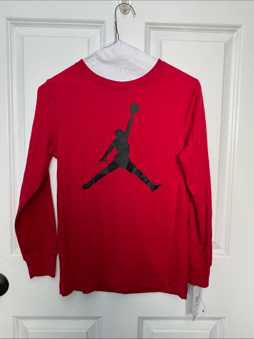 Nike Red Long-Sleeve Tee with Black Jumpman Graphic